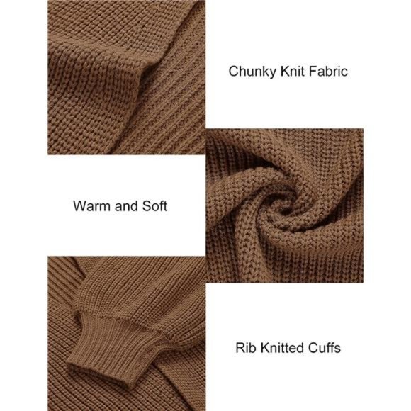 Womens Oversized Long Sleeve Open Front Cardigan Sweaters Brown - Picture 4 of 6